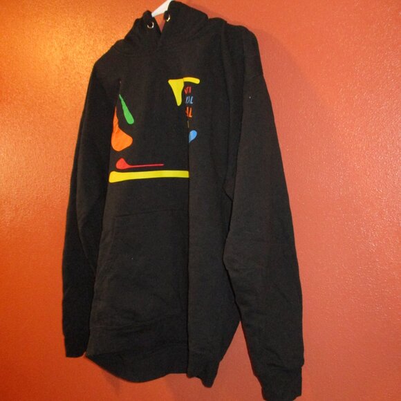Anti Social Social Club Men Large Black Red Green Yellow Graphic Pullover Hoodie - Picture 4 of 11